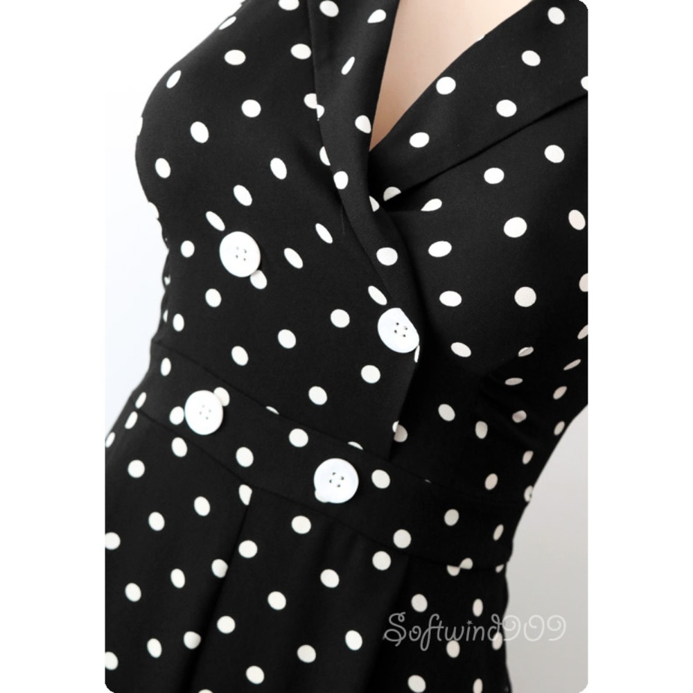 Last☝️Polka Dot Retro Halter Crop Culotte Jumpsuit - Picture 4 of 8